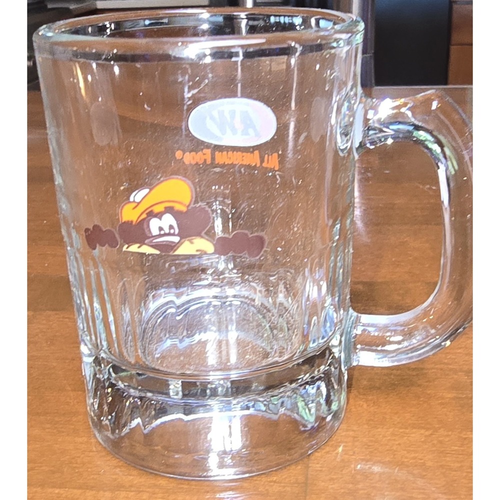 A&W Clear Glass Root Beer Soda Advertising Mug with Handle